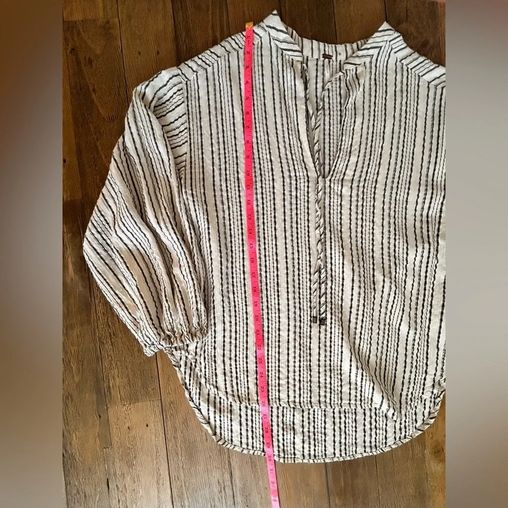 FREE PEOPLE Womens Bishop Sleeves Striped Tunic Blouse Pirate bohemian - Picture 10 of 13
